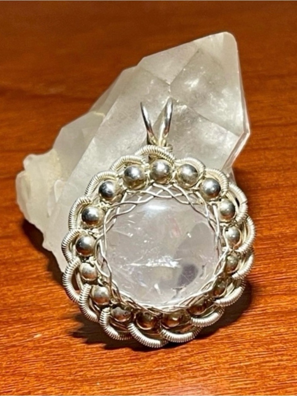 CRYSTAL QUARTZ AND STERLING SILVER PENDANT